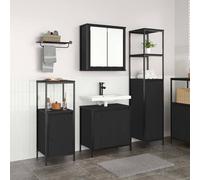 Berkfield Home 3 Piece Bathroom Furniture Set Black Oak Engineered Wood Berkfield Home Black