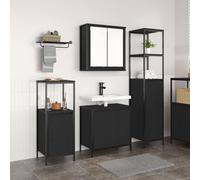 Berkfield Home 3 Piece Bathroom Furniture Set Black Oak Engineered Wood Berkfield Home Black