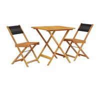 Berkfield Home 3 Piece Bistro Set Black Polypropylene & Solid Wood in Natural Berkfield Home Natural