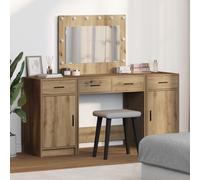 Berkfield Home 3 Piece Dressing Table Set with LED Artisan Oak Engineered Wood in Brown Berkfield Home Brown