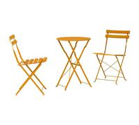 Berkfield Home 3-Piece Folding Bistro Set in Mustard Yellow Steel Berkfield Home Mustard