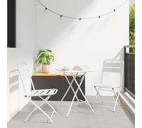 Berkfield Home 3-Piece Folding Bistro Set in White Steel Berkfield Home White