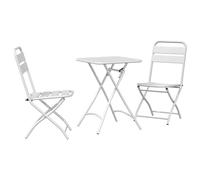 Berkfield Home 3-Piece Folding Bistro Set in White Steel Berkfield Home White
