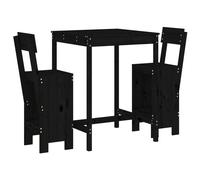 Berkfield Home 3 Piece Garden Bar Set Black Solid Wood Pine Berkfield Home Black