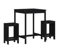 Berkfield Home 3 Piece Garden Bar Set Black Solid Wood Pine Berkfield Home Black