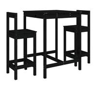Berkfield Home 3 Piece Garden Bar Set Black Solid Wood Pine Berkfield Home Black