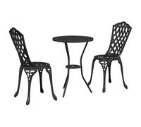 Berkfield Home 3 Piece Garden Bistro Set - Black Cast Aluminum Berkfield Home Black