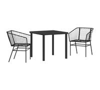 Berkfield Home 3 Piece Garden Dining Set Black Poly Rattan Berkfield Home Black