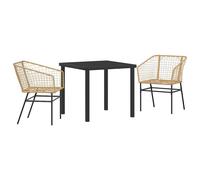 Berkfield Home 3 Piece Garden Dining Set Brown Poly Rattan Berkfield Home Brown