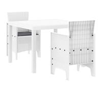 Berkfield Home 3 Piece Garden Dining Set with Cushions White Poly Rattan Berkfield Home White