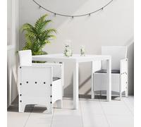 Berkfield Home 3 Piece Garden Dining Set with Cushions White Poly Rattan Berkfield Home White