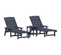 Berkfield Home 3 Piece Garden Lounge Set Navy Blue HDPE Berkfield Home Navy