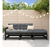 Berkfield Home 3 Piece Garden Lounge Set with Cushions Black Solid Wood Berkfield Home Black