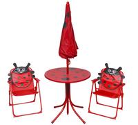 Berkfield Home 3 Piece Kids' Garden Bistro Set with Parasol Red Berkfield Home Red