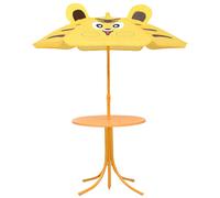Berkfield Home 3 Piece Kids' Garden Bistro Set with Parasol Yellow Berkfield Home Yellow