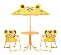 Berkfield Home 3 Piece Kids' Garden Bistro Set with Parasol Yellow Berkfield Home Yellow