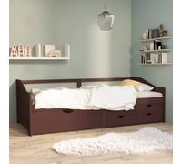 Berkfield Home 3-Seater Day Bed with Drawers Dark Brown Solid Pinewood 90x200 cm Berkfield Home Brown 90x200 cm