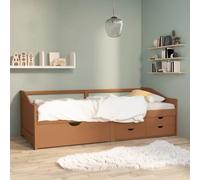 Berkfield Home 3-Seater Day Bed with Drawers Honey Brown Solid Pinewood 90x200 cm Berkfield Home Brown 90x200 cm