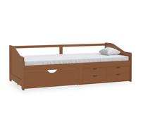 Berkfield Home 3-Seater Day Bed with Drawers Honey Brown Solid Pinewood 90x200 cm Berkfield Home Brown 90x200 cm
