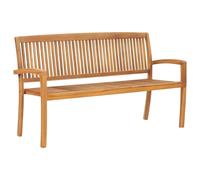 Berkfield Home 3-Seater Stacking Garden Bench 159 cm Solid Teak Wood in Brown Berkfield Home Brown