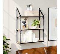Berkfield Home 3-Tier Wall Shelf Sonoma Oak 60x21x78.5 cm Engineered Wood in Brown Berkfield Home Brown 60x21x78.5 cm