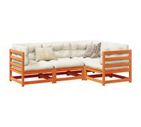 Berkfield Home 4 Piece Garden Sofa Set Wax Brown Solid Wood Pine Berkfield Home Brown