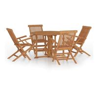 Berkfield Home 5 Piece Folding Outdoor Dining Set Solid Wood Teak in Brown Berkfield Home Brown