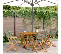 Berkfield Home 5 Piece Garden Dining Set Grey Poly Rattan & Solid Wood Berkfield Home Grey