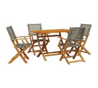 Berkfield Home 5 Piece Garden Dining Set Grey Poly Rattan & Solid Wood Berkfield Home Grey