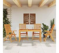 Berkfield Home 5 Piece Garden Dining Set Solid Wood Acacia in Brown Berkfield Home Brown