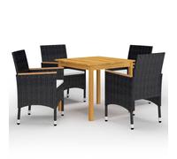 Berkfield Home 5 Piece Garden Dining Set with Cushions Black Berkfield Home Black