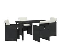 Berkfield Home 5 Piece Garden Dining Set with Cushions in Black Poly Rattan Berkfield Home Black