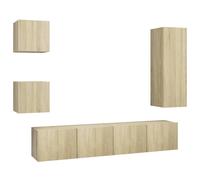 Berkfield Home 5 Piece TV Cabinet Sets Sonoma Oak Engineered Wood in Light Tan Berkfield Home Light Tan