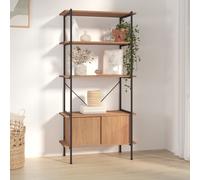 Berkfield Home 5-Tier Shelving Unit with Cabinet 80x40x163 cm Steel & Engineered Wood in Brown | Size: 80 x 40 x 163 cm Berkfield Home Brown 80 x 40 x 163 cm