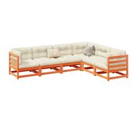 Berkfield Home 6 Piece Garden Sofa Set Wax Brown Solid Wood Pine Berkfield Home Brown