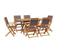 Berkfield Home 7 Piece Garden Dining Set Anthracite Fabric & Solid Wood in Dark Grey Berkfield Home Dark Grey