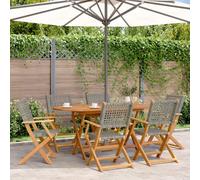 Berkfield Home 7 Piece Garden Dining Set Grey Poly Rattan & Solid Wood Berkfield Home Grey