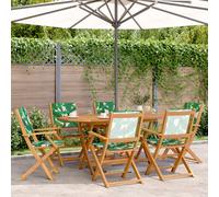 Berkfield Home 7 Piece Garden Dining Set Leaf Pattern Fabric & Solid Wood in Green Berkfield Home Green