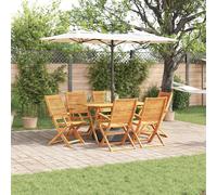 Berkfield Home 7-Piece Garden Dining Set - Solid Acacia Wood in Brown Berkfield Home Brown