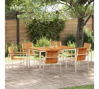 Berkfield Home 7 Piece Garden Dining Set Solid Wood Teak in Brown Berkfield Home Brown