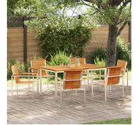 Berkfield Home 7 Piece Garden Dining Set Solid Wood Teak in Brown Berkfield Home Brown