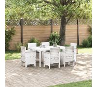 Berkfield Home 7 Piece Garden Dining Set with Cushions White Poly Rattan Berkfield Home White