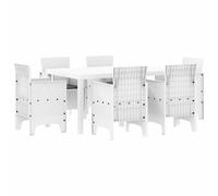 Berkfield Home 7 Piece Garden Dining Set with Cushions White Poly Rattan Berkfield Home White