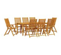 Berkfield Home 9 Piece Garden Dining Set Solid Acacia Wood Foldable Berkfield Home Multicolor