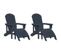 Berkfield Home Adirondack Chairs with Footrests 2 pcs Navy Blue HDPE Berkfield Home Navy