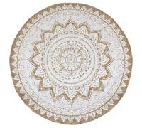 Berkfield Home Area Rug Braided Jute Printed 180 cm Round in Beige | Size: 100 cm diameter Berkfield Home Beige 100 cm diameter