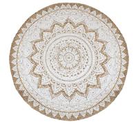 Berkfield Home Area Rug Braided Jute Printed 210 cm Round in Beige | Size: 100 cm diameter Berkfield Home Beige 100 cm diameter