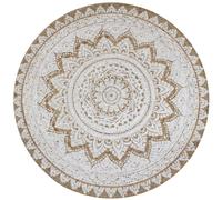 Berkfield Home Area Rug Braided Jute Printed 90 cm Round in Beige | Size: 100 cm diameter Berkfield Home Beige 100 cm diameter
