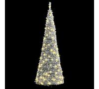 Berkfield Home Artificial Christmas Tree Pop-up Flocked Snow 100 LEDs 150 cm in White Berkfield Home White