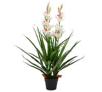 Berkfield Home Artificial Cymbidium Orchid Plant with Pot 100 cm Green Berkfield Home Green